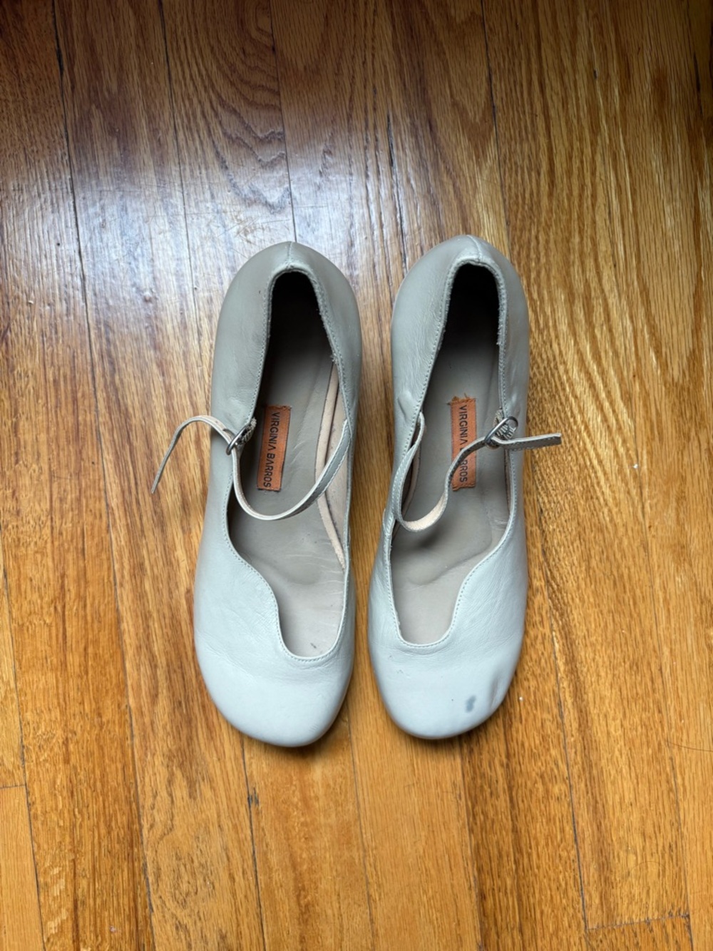 Stunning real leather cream leather Mary Jane with ankle strap